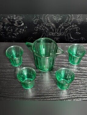 Vintage Akro Agate Uranium Glass Miniature Toy Lemonade Set (5-Piece) ✨